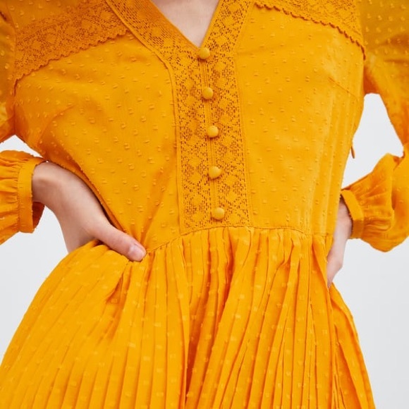 Zara yellow dotted mesh dress - Picture 3 of 4